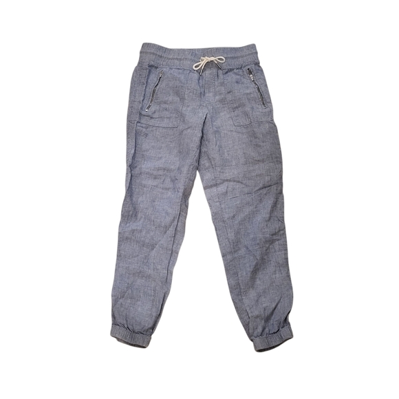 Athleta Cabo 100% Linen Jogger Chambray Blue Size 4 - Picture 2 of 11